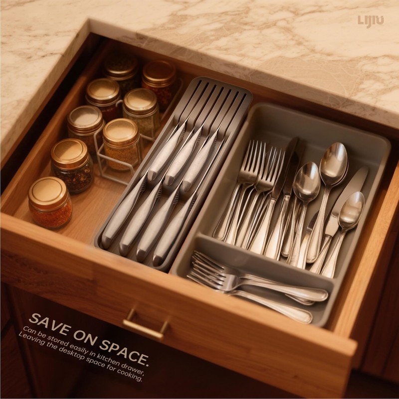 LI JIU Kitchen Knife Set 7 Pcs & Horizontally Knives