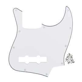 FLEOR 3Ply White 10 Hole J Bass Pickguard Scratch Plate Pick Guards for 4 Strings American/Mexican Standard J Bass Part