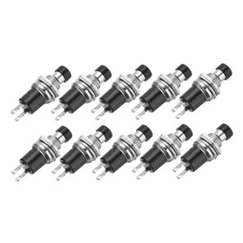 MECCANIXITY 10 Pcs 1A 250V AC 7mm Mini Momentary Push Button Switch SPST NO Black Switch Button with Soldering Foot for Electronic Devices