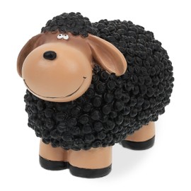 Relaxdays Garden Figurine Sheep, Hand-Painted, Decorative Sheep, Weatherproof, H x D: 16 x 21 x 12.5 cm, Polyresin, Black/Brown