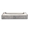 LIVIVO 2pack Grey Linen Printed Zipped Underbed Storage Bag Organiser