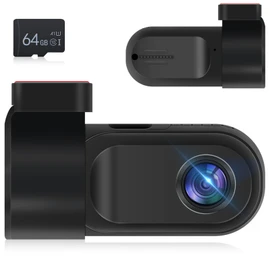 NHOPEEW 720P Dash Cam Front - 720P Mini Dash Camera for Cars - Driving Recorder Built-in 150 Degree Night Vision Lens Support 24H Parking Monitor Loop Recording + 64G SD Card