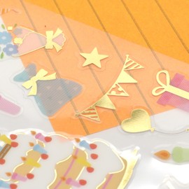 Transparent Sticker Large Foil Stamping [Birthday] Sticker Gold Foil Notebook Diary Decor Stylish Cute 509