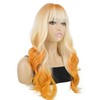 onemily Orange Wig with Bangs for Women 26 Inch Long