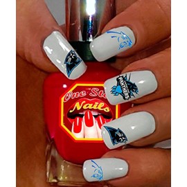 One Stop Nails Carolina Panthers Clear Vinyl PEEL and STICK NOT Waterslide nail decals/stickers