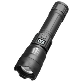 BY-J LED Flashlights, High Powered Super Bright Tactical Flashlight, Rechargeable, 3 Modes Zoomable IP65 Waterproof Flash Lights for Emergency, Outdoor, Home, Camping, Hiking