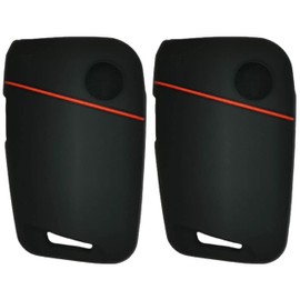 REPROTECTING Silicone Rubber Key Fob Cover Compatible with 2018-2023 VW Volkswagen Atlas Golf Alltrack Jetta Passat Tiguan Taos (not for Keys with Eject/flip/fold Buttons) (Black Black)