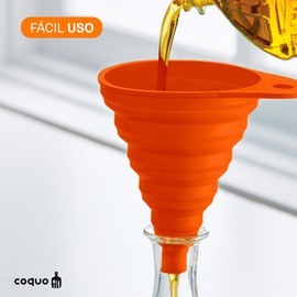 COQUO - Set 2 Piezas - Embudos Plegables de Silicón Calidad Premium (Naranja)