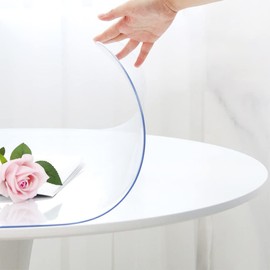 Soroel - Protector redondo de plástico transparente de 58 pulgadas para mesa de comedor, mantel de PVC, cubierta protectora para muebles...