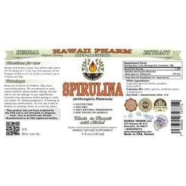 Hawaii Pharm Spirulina Alcohol-Free Liquid Extract, Organic Spirulina (Arthrospira platensis) Dried Algae Glycerite Natural Herbal Supplement, Hawaii Pharm, USA 4 fl.oz