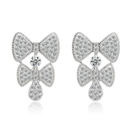 Bow Earrings for Women Rhinestone Dangle Elegant Gold Bow Stud Earrings Trendy Jewelry Gifts 2025