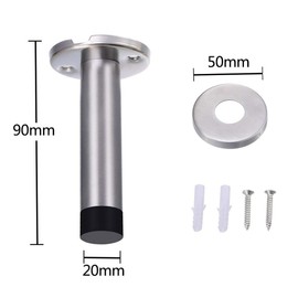 Jatidne 3 Pack Door Stops Chrome Door Stoppers for Skirtings Silver Doorstops Heavy Duty Stainless Steel Wall Mounted