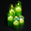 Girimax Green Glass Flameless Candles with Remote, Flickering LED Votive