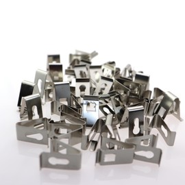 ZHYOHEN 50PCS V Shape Spring Buckle Photo Frame Hardware Accessories Bow Shape Shrapnel Crimp 1x1in Picture Photo Frame Metal Spring Swivel Clip Hook for 3D Printer Bed Decorative Frame