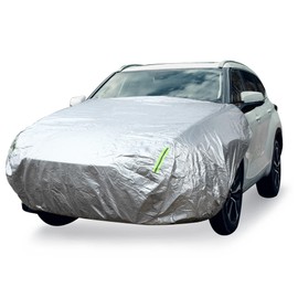 A ABSOPRO Car Windshield Cover Half Car Cover Top with Reflective Straps for Ice and Snow for Most Car Silver Tone 79" x 41"