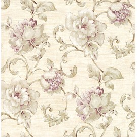 OUSCACH Beige Vintage French Damask Peel and Stick Wallpaper Thickened Removable Self Adhesive Wall Paper Design for Walls Bathroom Bedroom Home Decor 17.3in x 118in