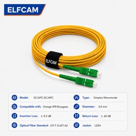 Fibre Optic Cable SC/APC to SC/APC, Simplex Singlemode 9/125, Compatible with Fibre to the Home (FTTH, Fibre to the Home), yellow