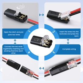 50PCS Double Wire Plug in Connector Kit,1Pin and 2Pin Low Voltage Wire Connector with Locking Buckle,Quick Disconnect Led Light Strip Connectors for Automotive, LED,DIY,No Stripping Cutting18-22 AWG