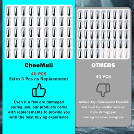 CheeMuii 45 Pcs Column Lug Nut Covers Kit with Extra 5 Pcs Nut Covers as Replacement to Prevent Damage 33mm ABS Chrome Screw-on Nut Cover Caps for Semi Truck Trailer