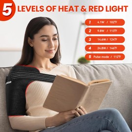 Viconor Red Light Therapy for Shoulder Pain Relief, Infrared Light Therapy for Body, Improve Joint Muscle, 660nm & 850nm Red Light Heated Shoulder Wrap with Massage, Black1
