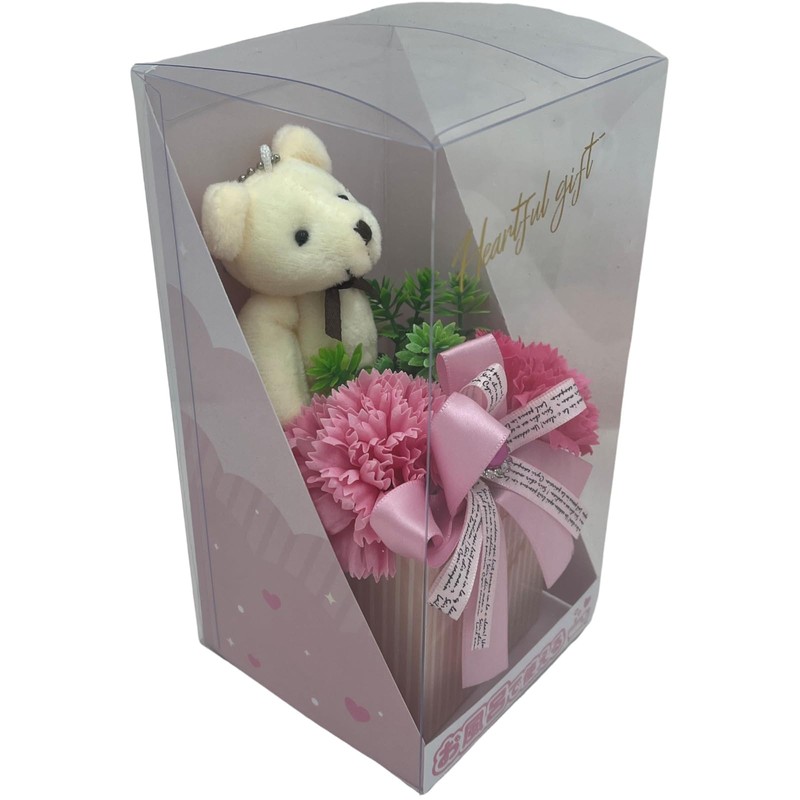 Q-FLA 799679 Soap Flower Bath Salt, Bear, Arrangement, Carnation, Beauty,