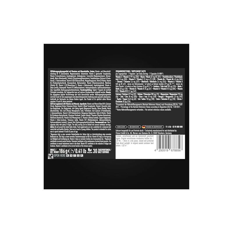 ESN Athlete Stack Men 2.0, 210 Capsules, All Essential Vitamins