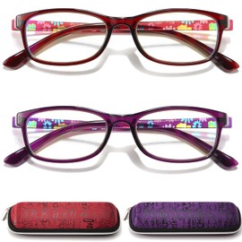 RaoOG Blue Light Blocking Reading Glasses for Women, 2 Pack Stylish Computer Readers, Lightweight Eyeglasses Anti Eyestrain/Glare/UV +2.0