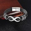 REchoLI Infinity Bracelet for Men,Stainless Steel Silver Men Infinity Leather