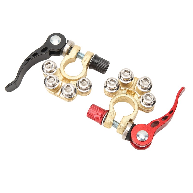 2PCS Car Battery Terminal 4 Way Positive Negative Copper Quick