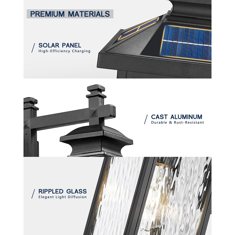 Solar Powered Wall Lights, 14.2" Wall Mount Solar Lights Outdoor