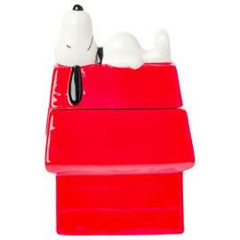 Silver Buffalo Peanuts Sculpted Ceramic Cookie Jar Featuring Snoopy and Snoopy’s House, 5.25” x 5” x 7.75”