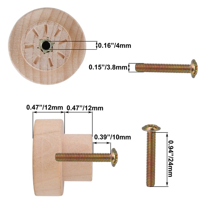 BQLZR Home Accessory 35x25mm Wood Color Wood Hardware Round Knobs