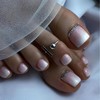 NATOSU 24 Pieces Short Press-on False Toe Nails Square Shape