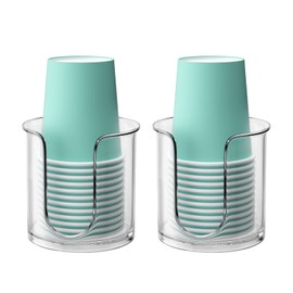 BYAWAY Bathroom Cup Dispenser,Small Disposable Paper Cup Holder,Compact Mouthwash Cups Holder PC Cup Dispenser for Bathroom Vanity Countertop (2 Pack)