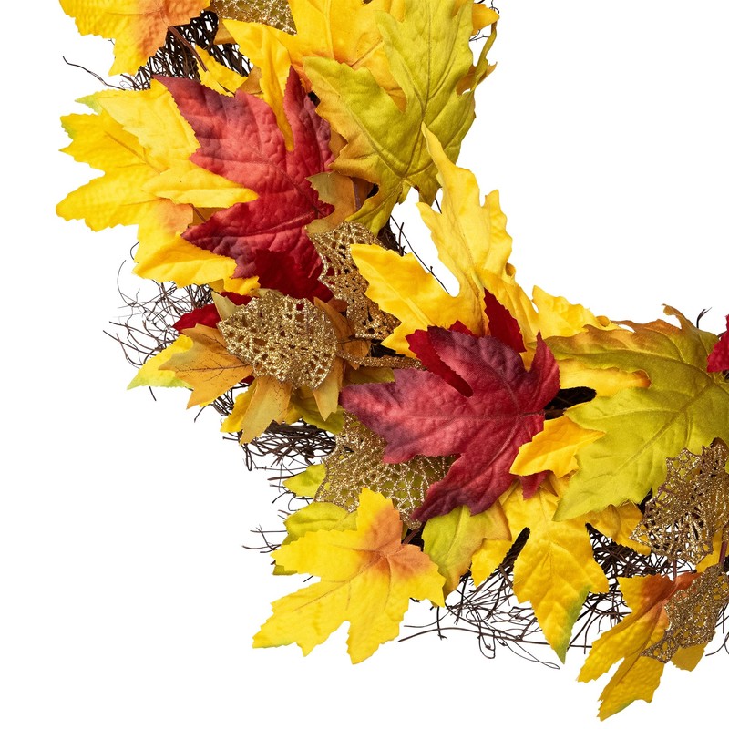 Maple Leaf Artificial Fall Harvest Wreath - 22"