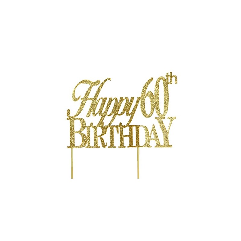 All About Details Happy 60th Birthday Cake Topper,1pc, 60th Birthday,