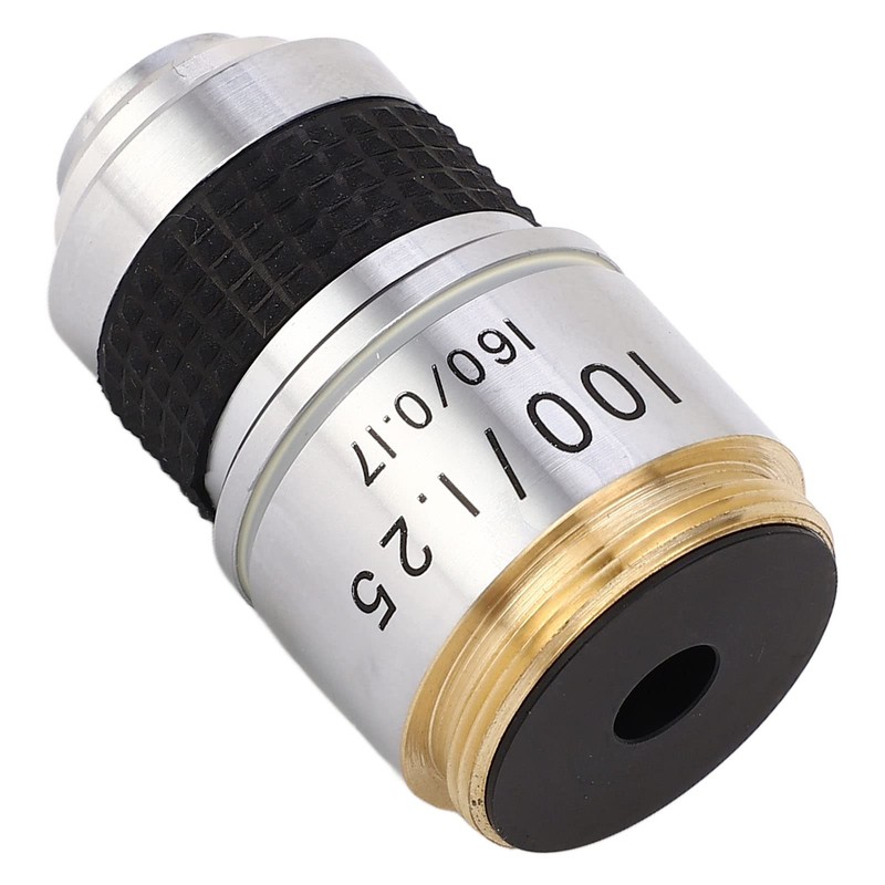 100X Microscope Objective Lens, RMS Size, Brass and Aluminum Alloy