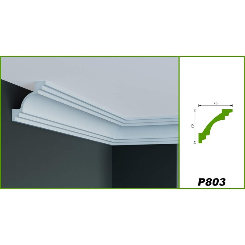 Grand Decor Stucco Moulding Ceiling Modern, PU Hard Foam, White,