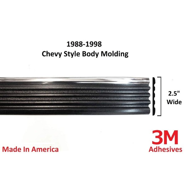 Automotive Authority Replacement Chrome Side Body Trim Molding for 1988-1998 Chevy GMC Tahoe Suburban Silverado Pickup Truck - 2.5" (Full Roll - 320")