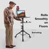 Tossbiss Laptop Tripod on Wheels with 2 Shelves, Portable Projector