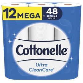 Cottonelle Ultra CleanCare Toilet Paper, Strong Bath Tissue, Septic-Safe, 12 Double Rolls