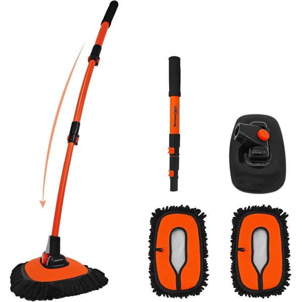 Extendable car wash brush mop with long handle, 15 degree