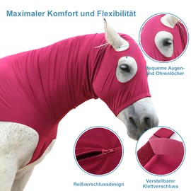Gallopoff Neck Piece Eczema, Chest Protection Blanket, Neck Blanket, Shoulder Protection for Horses, Stretch Hood with Zip and Full Face Neck Cover
