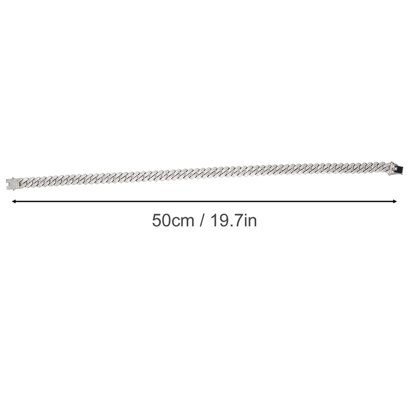 19.7in Necklace Rhombus Full Rhinestones Cool Double Layered Chain Necklace