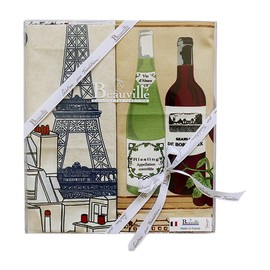 Beauvillé, Le Meilleur de France Gift Box of 2 Luxury French Kitchen/Tea Towels, Silk Screen Printed