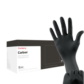 Cranberry Carbon Black Nitrile Exam Gloves, Pack of 200, Medium, 3.2 Mil