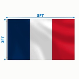 French Flag 3x5 FT Heavy Duty France Flag Double Stitched Vivid Color Fade Proof Outdoor Decor With Brass Grommets(France)
