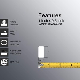 BETCKEY - 1" x 0.5" (25 mm x 13 mm) Small Labels Compatible with Zebra & More Label Printer, Premium Adhesive & Perforated [6 Rolls, 14580 Labels]