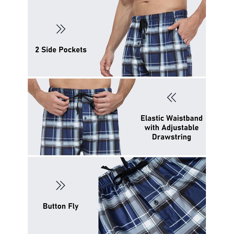 MoFiz Men's Plaid Pajama Shorts Soft Sleep Shorts Stretchy Lounge
