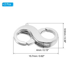 PATIKIL Double Lobster Clasp, 2 Pack Necklace Clasps and Closures Necklace Extender Copper for DIY Jewelry Repair Kit Bracelet Closing, Silver